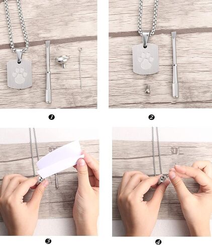 Jstyle 2 قطعة قلادة جرة للرماد للحيوانات الأليفة طباعة مخالب الحيوانات الأليفة قلادة قلادة رماد تذكارية مجوهرات حرق رماد الكلب مع مجموعة التعبئة in Kuwait