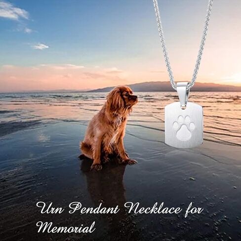 Jstyle 2 قطعة قلادة جرة للرماد للحيوانات الأليفة طباعة مخالب الحيوانات الأليفة قلادة قلادة رماد تذكارية مجوهرات حرق رماد الكلب مع مجموعة التعبئة in Kuwait