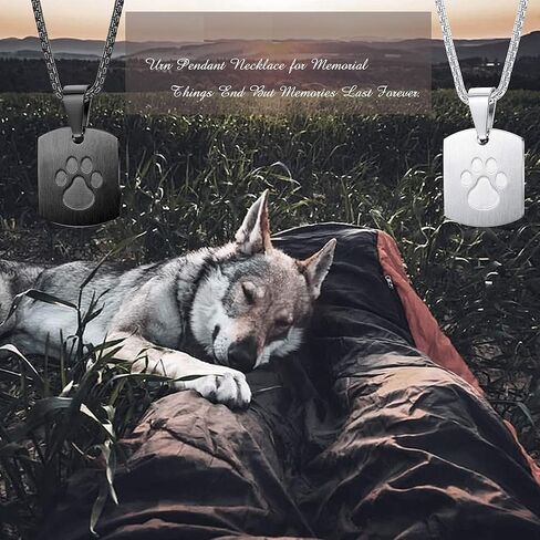 Jstyle 2 قطعة قلادة جرة للرماد للحيوانات الأليفة طباعة مخالب الحيوانات الأليفة قلادة قلادة رماد تذكارية مجوهرات حرق رماد الكلب مع مجموعة التعبئة in Kuwait