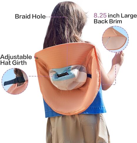 Kids Girls Boys Sun Hat Wide Brim UPF50+ Mesh Hats with Neck Flap in Saudi Arabia