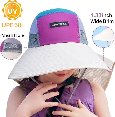 Kids Girls Boys Sun Hat Wide Brim UPF50+ Mesh Hats with Neck Flap in Saudi Arabia