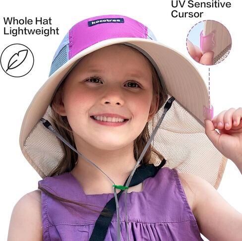 Kids Girls Boys Sun Hat Wide Brim UPF50+ Mesh Hats with Neck Flap in Saudi Arabia