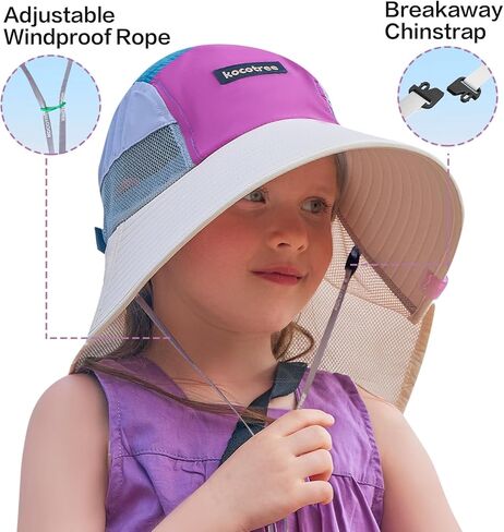 Kids Girls Boys Sun Hat Wide Brim UPF50+ Mesh Hats with Neck Flap in Saudi Arabia