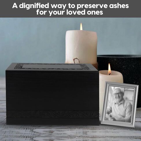 Wooden Urns for Human Ashes Adult Male Female, Up to 250 Cubic inches Tree of Life Wood Cremation Urns, Funeral Memorial Urns for Ashes Mom Dad (Black) in Saudi Arabia