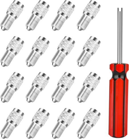 Double Seal Valve Cap, 16 Pack Double Seal Flow Through Valve Stem Cap with Heads Valve Core Remover for High Pressure Truck Car RV Semi Bus, Tires Inflate and Check Pressure Without Removing Caps in Saudi Arabia