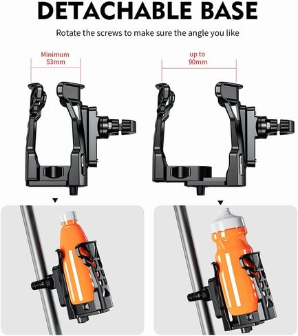 Bike Motorcycle Drink Bottle Holder for Large - φ1.9-φ3.5 Adjustable 360° Universal for Bicycle/Scooter, Multi-Color LED Light for Night Riding, Matte Black in Kuwait