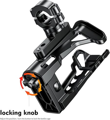 Bike Motorcycle Drink Bottle Holder for Large - φ1.9-φ3.5 Adjustable 360° Universal for Bicycle/Scooter, Multi-Color LED Light for Night Riding, Matte Black in Kuwait