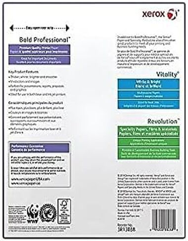 Xerox 3R13038 Bold Professional Quality Paper, 98 Bright, 8 1/2 x 11, White, 500 Sheets/RM (XER3R13038) in Saudi Arabia