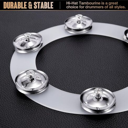 Facmogu Cymbal Hi-hat Tambourine، صفوف واحدة من السيليكون 6 أزواج من الصنج الدائري الدف مع جينجلز من الفولاذ المقاوم للصدأ، مجموعة طبلة الجاز الفولاذية ملحق الصنج لعازف الطبل قرع الطبل، الأعطال in Saudi Arabia