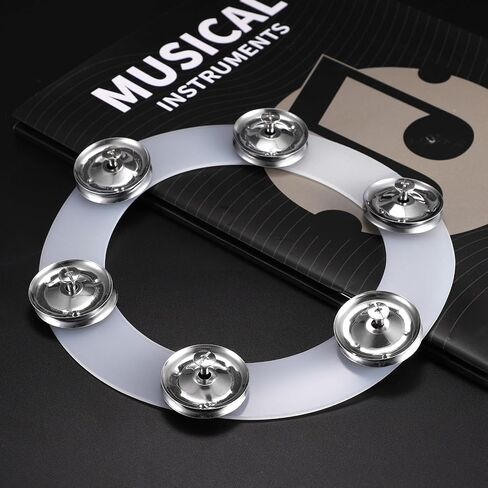 Facmogu Cymbal Hi-hat Tambourine، صفوف واحدة من السيليكون 6 أزواج من الصنج الدائري الدف مع جينجلز من الفولاذ المقاوم للصدأ، مجموعة طبلة الجاز الفولاذية ملحق الصنج لعازف الطبل قرع الطبل، الأعطال in Saudi Arabia