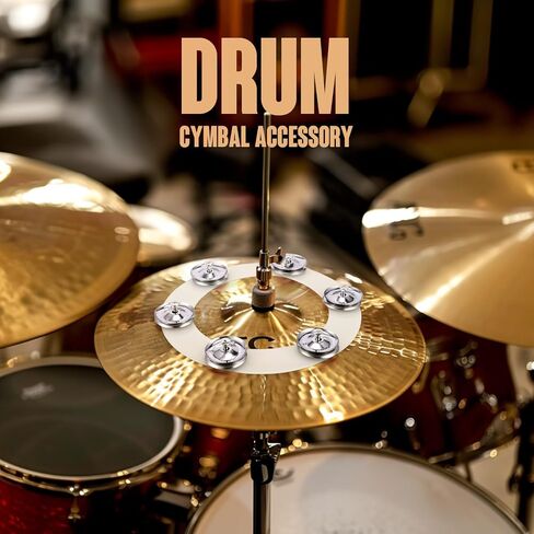 Facmogu Cymbal Hi-hat Tambourine، صفوف واحدة من السيليكون 6 أزواج من الصنج الدائري الدف مع جينجلز من الفولاذ المقاوم للصدأ، مجموعة طبلة الجاز الفولاذية ملحق الصنج لعازف الطبل قرع الطبل، الأعطال in Saudi Arabia