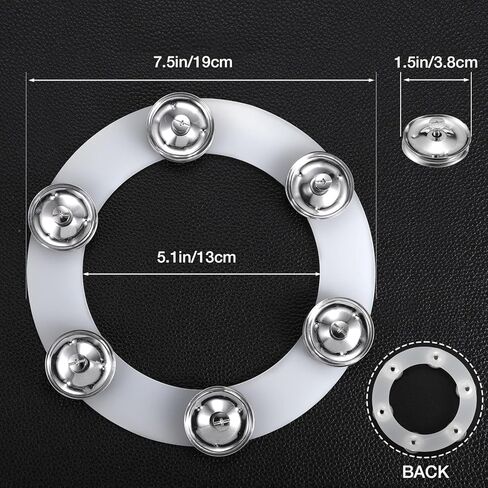 Facmogu Cymbal Hi-hat Tambourine، صفوف واحدة من السيليكون 6 أزواج من الصنج الدائري الدف مع جينجلز من الفولاذ المقاوم للصدأ، مجموعة طبلة الجاز الفولاذية ملحق الصنج لعازف الطبل قرع الطبل، الأعطال in Saudi Arabia