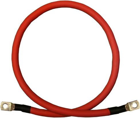كابلات عاكسة للبطارية من النحاس النقي مقاس 8 AWG باللون الأحمر + الأسود، الطاقة الشمسية، عربة سكن متنقلة، سيارة، قارب (1 قدم، 5/16 بوصة. العروات من كلا الطرفين) in Kuwait