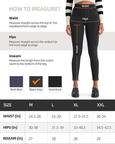 Pull On Jean Look Leggings Denim Jeggings for Women High Waist Tummy Control with Back Pockets Stretchy Casual Tights in Saudi Arabia