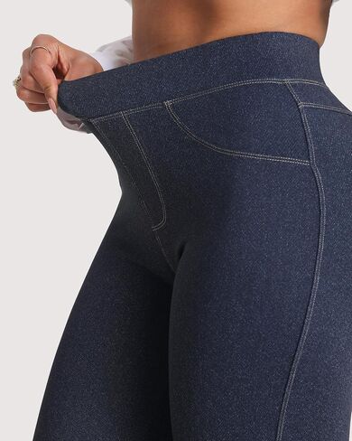 Pull On Jean Look Leggings Denim Jeggings for Women High Waist Tummy Control with Back Pockets Stretchy Casual Tights in Saudi Arabia