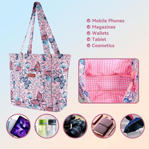 Extra Large Tote Bag for Women 18/22 inches, Canvas Everying Tote Bag with Zipper Shoulder Bag Top Handle for Travel in Saudi Arabia