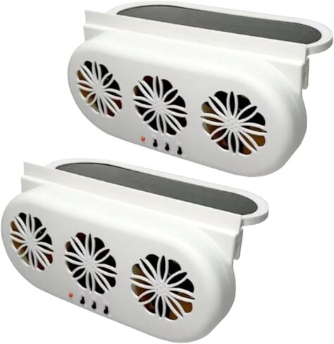 Solar Ventilation Fan for Car,Car Solar Powered Fan,Car Window Exhaust Fan With Three Air Outlet,Solar Power Car Window Fan,Solar Car Window Vent Fan for Most Models of Cars,White,2 Pack in Kuwait