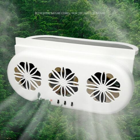 Solar Ventilation Fan for Car,Car Solar Powered Fan,Car Window Exhaust Fan With Three Air Outlet,Solar Power Car Window Fan,Solar Car Window Vent Fan for Most Models of Cars,White,2 Pack in Kuwait