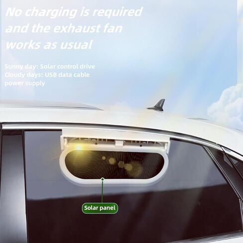 Solar Ventilation Fan for Car,Car Solar Powered Fan,Car Window Exhaust Fan With Three Air Outlet,Solar Power Car Window Fan,Solar Car Window Vent Fan for Most Models of Cars,White,2 Pack in Kuwait