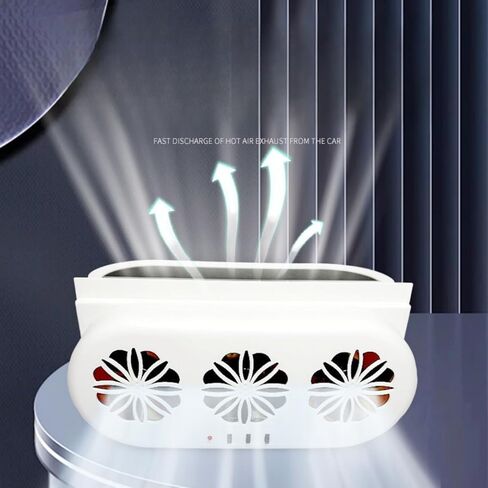 Solar Ventilation Fan for Car,Car Solar Powered Fan,Car Window Exhaust Fan With Three Air Outlet,Solar Power Car Window Fan,Solar Car Window Vent Fan for Most Models of Cars,White,2 Pack in Kuwait