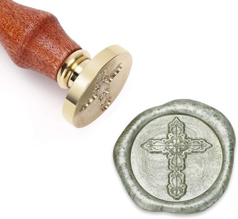 Wax Seal Stamp, Brass Seal with Wooden Handle, Cross in Saudi Arabia