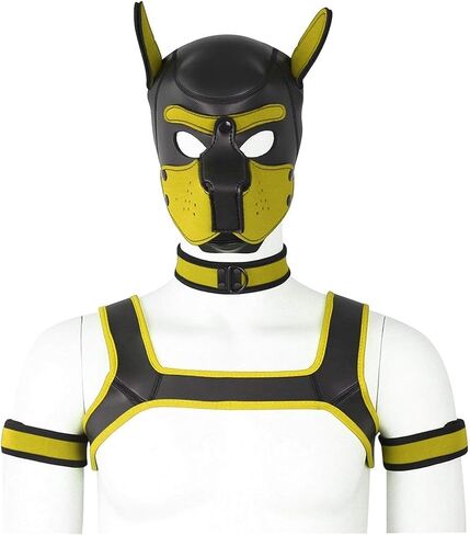 4 Sets Neoprene Puppy Hood Animal Head Mask Novelty Costume Dog (Hood Mask + Collar + Armband + Harness) (X-Large, Blue) in Saudi Arabia