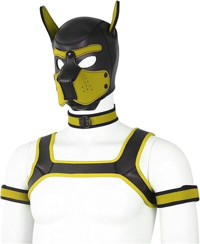 4 Sets Neoprene Puppy Hood Animal Head Mask Novelty Costume Dog (Hood Mask + Collar + Armband + Harness) (X-Large, Blue) in Saudi Arabia