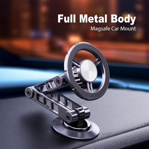 Magsafe Car Phone Mount，All Metal car Phone Holder，Folding Holder,Perfect for iPhone 12,13,14,15 pro max and Android with Magsafe Case in Saudi Arabia