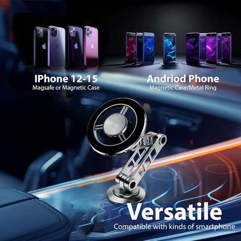 Magsafe Car Phone Mount，All Metal car Phone Holder，Folding Holder,Perfect for iPhone 12,13,14,15 pro max and Android with Magsafe Case in Saudi Arabia