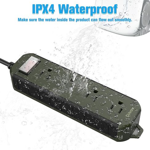 Outdoor Power Strip Weatherproof, 50 FT Extension Cord, Diivoo Waterproof Surge Protector with 4 Outlets, 1250W Shockproof Overload Protection, Flat Plug, Wall Mountable for Patio Christmas Lights in Saudi Arabia