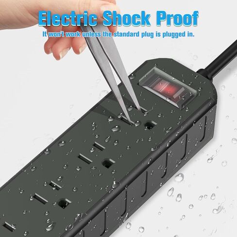 Outdoor Power Strip Weatherproof, 50 FT Extension Cord, Diivoo Waterproof Surge Protector with 4 Outlets, 1250W Shockproof Overload Protection, Flat Plug, Wall Mountable for Patio Christmas Lights in Saudi Arabia