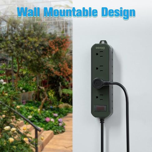 Outdoor Power Strip Weatherproof, 50 FT Extension Cord, Diivoo Waterproof Surge Protector with 4 Outlets, 1250W Shockproof Overload Protection, Flat Plug, Wall Mountable for Patio Christmas Lights in Saudi Arabia