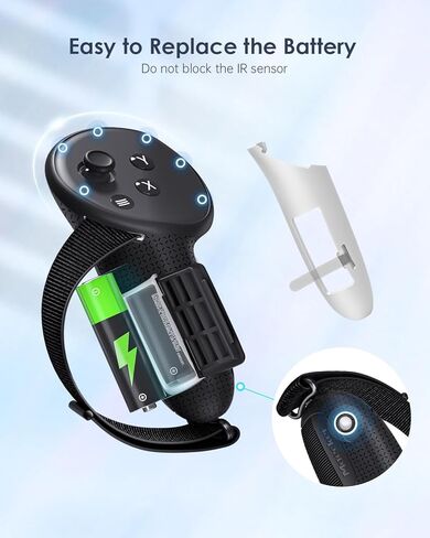 أحزمة تحكم Maecker vr متوافقة مع مقابض التحكم Meta Quest 3 مع أشرطة مفصل مضادة للانزلاق لباب البطارية لملحقات Quest 3 in Kuwait