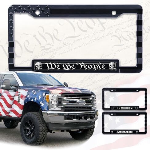 American Flag License Plate Frame Tag Bracket with 3D Raised Stars and Stripes. (We The People) (AF_Dome) in Saudi Arabia
