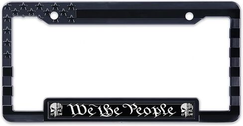 American Flag License Plate Frame Tag Bracket with 3D Raised Stars and Stripes. (We The People) (AF_Dome) in Saudi Arabia