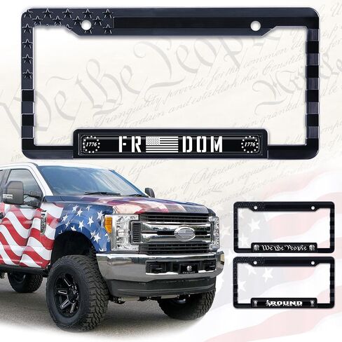 American Flag License Plate Frame Tag Bracket with 3D Raised Stars and Stripes. (We The People) (AF_Dome) in Saudi Arabia