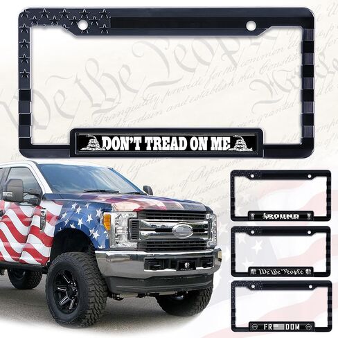 American Flag License Plate Frame Tag Bracket with 3D Raised Stars and Stripes. (We The People) (AF_Dome) in Saudi Arabia