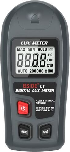 جهاز اختبار الإضاءة الرقمي من BSIDE جهاز قياس الإضاءة الرقمي لوكس متر، 0-200,000 لوكس مع الحد الأقصى/الدقيقة، مقياس الإضاءة البيئي المحمول لفيلم الحديقة والمكتب الداخلي والفصول الدراسية والنباتات التي تنمو بالتصوير الفوتوغرافي الخفيف in Kuwait