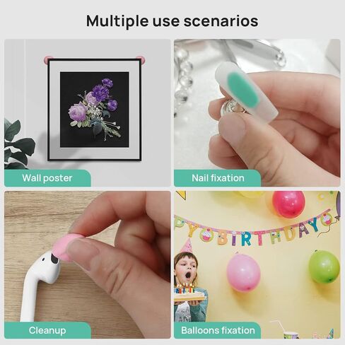 408 قطعة من الملصقات اللاصقة المعجون اللزج، معجون لاصق قابل للإزالة، جدار متعدد الأغراض قابل لإعادة الاستخدام، معجون يدوي الصنع لتعليق الصور وفن الأظافر والحرف اللزجة (أزرق، أخضر، وردي، أبيض) in Kuwait