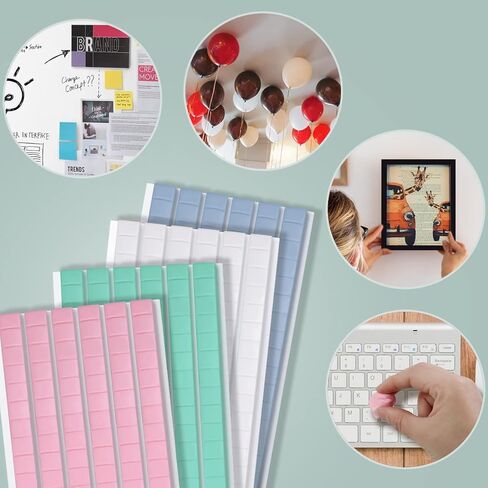 408 قطعة من الملصقات اللاصقة المعجون اللزج، معجون لاصق قابل للإزالة، جدار متعدد الأغراض قابل لإعادة الاستخدام، معجون يدوي الصنع لتعليق الصور وفن الأظافر والحرف اللزجة (أزرق، أخضر، وردي، أبيض) in Kuwait