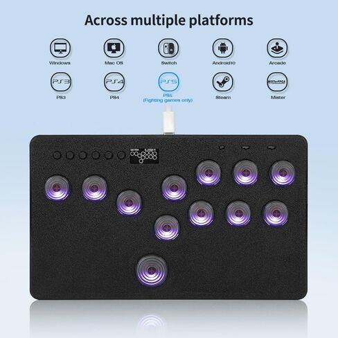 BITFUNX Gaming Keypad, Arcade Stick F12 Pro All-Button Leverless Controller - Supports SOCD & Hot Swap, Arcade Controller Street Fight for PC/PS3/PS4/PS5/Switch/Steam with Custom RGB & TURBO in Saudi Arabia