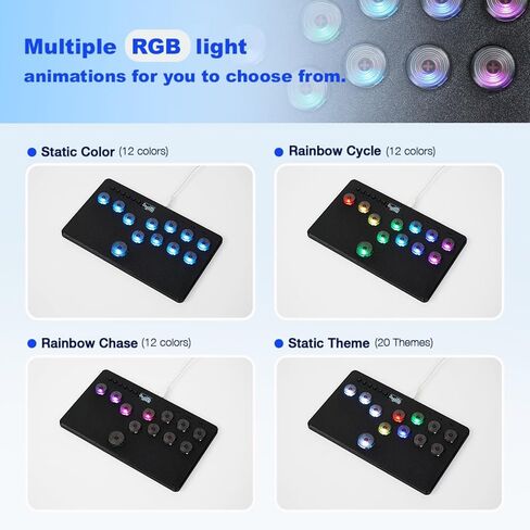 BITFUNX Gaming Keypad, Arcade Stick F12 Pro All-Button Leverless Controller - Supports SOCD & Hot Swap, Arcade Controller Street Fight for PC/PS3/PS4/PS5/Switch/Steam with Custom RGB & TURBO in Saudi Arabia