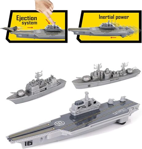 WASK Aircraft Carrier Toy and Submarine Toy Naval Ship with Launching Small Scale Model Fighter Jet Toy and Torpedoes, Ideal Gift Army Toys Set for Kids Boys Girls in Saudi Arabia