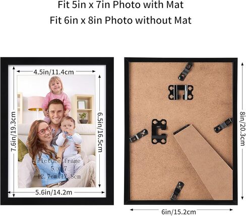 مجموعة إطارات صور Giftgarden مقاس 5x7 مكونة من 10 قطع، عرض 5x7 مع حصيرة أو 6x8 بدون حصيرة، إطارات صور متعددة للتركيب على الحائط أو سطح الطاولة، أسود in Kuwait