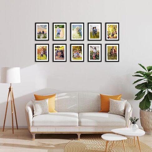 مجموعة إطارات صور Giftgarden مقاس 5x7 مكونة من 10 قطع، عرض 5x7 مع حصيرة أو 6x8 بدون حصيرة، إطارات صور متعددة للتركيب على الحائط أو سطح الطاولة، أسود in Kuwait