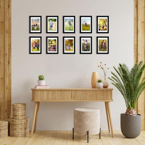 مجموعة إطارات صور Giftgarden مقاس 5x7 مكونة من 10 قطع، عرض 5x7 مع حصيرة أو 6x8 بدون حصيرة، إطارات صور متعددة للتركيب على الحائط أو سطح الطاولة، أسود in Kuwait