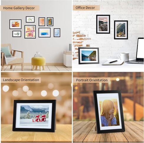 مجموعة إطارات صور Giftgarden مقاس 5x7 مكونة من 10 قطع، عرض 5x7 مع حصيرة أو 6x8 بدون حصيرة، إطارات صور متعددة للتركيب على الحائط أو سطح الطاولة، أسود in Kuwait