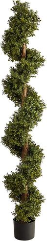 Nearly Natural 6FT Artificial Spiral Boxwood Topiary Tree, Fake Plant for Indoor Home Décor with Black Nursery Planter and Realistic Trunk and Leaves in Saudi Arabia