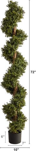Nearly Natural 6FT Artificial Spiral Boxwood Topiary Tree, Fake Plant for Indoor Home Décor with Black Nursery Planter and Realistic Trunk and Leaves in Saudi Arabia