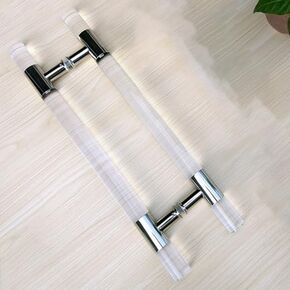 Modern Acrylic Crystal Finish Barn Door Handle Long for Commercial Shed Gates Push Pull Handles Wood/Glass Double Sided Installation Silver 100x80cm in Saudi Arabia